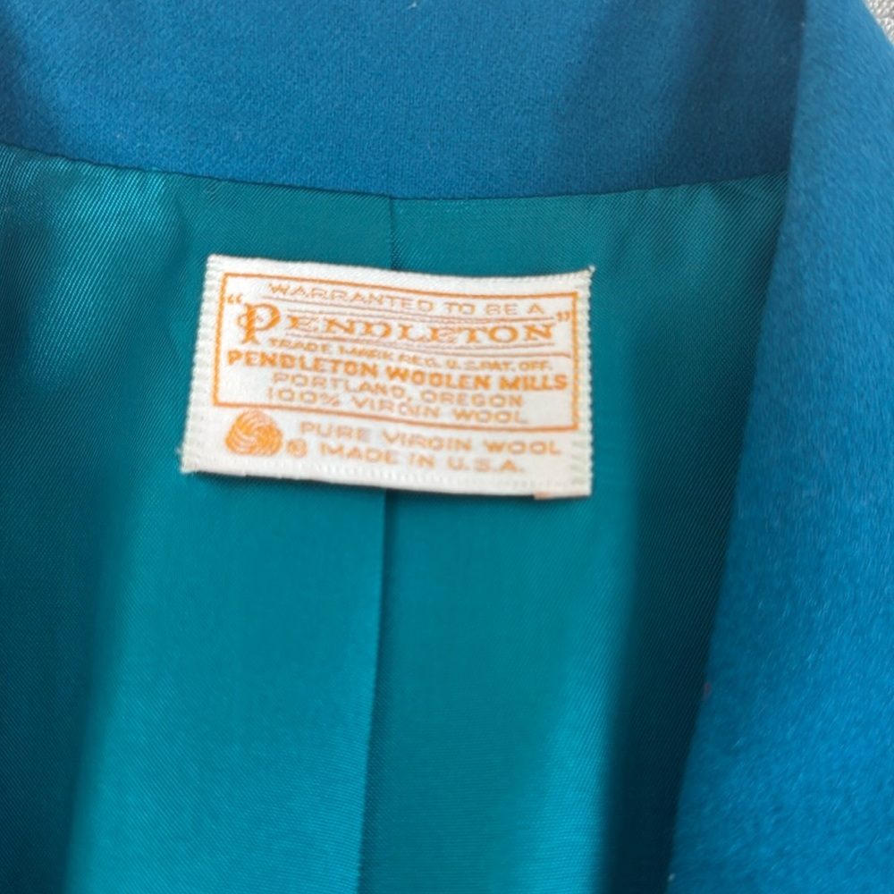 Pendleton Virgin Wool 1 Button Blazer Teal Blue M… - image 3